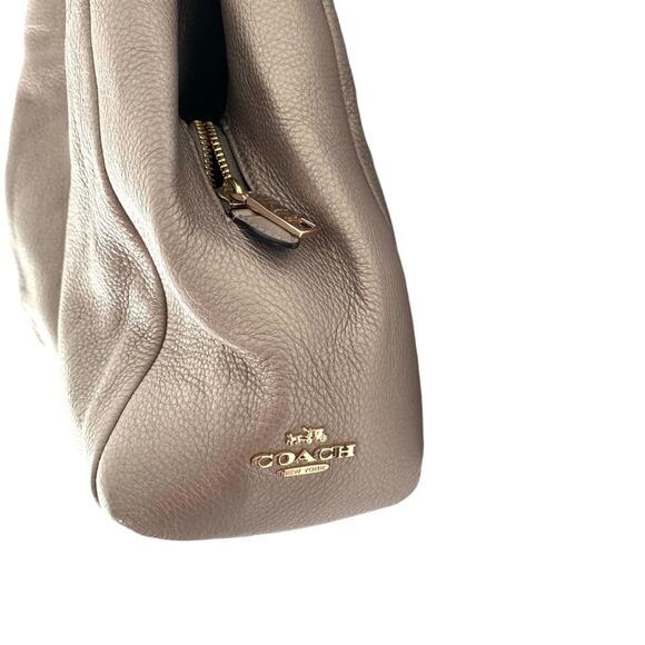 Coach Phoebe Saddle Leather Pebbled Medium Shoulder Bag Purse Pewter - Picture 2 of 13